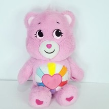 Care Bears Hopeful Heart Bear Pink Plush Stuffed Animal Rainbow 13&quot; Basic Fun - £20.56 GBP