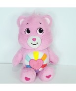 Care Bears Hopeful Heart Bear Pink Plush Stuffed Animal Rainbow 13&quot; Basi... - £20.24 GBP