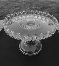 EAPG Cake Pastry Stand Cooperative Flint No 44 Turned Up Lace Rim 9x6 3/... - £34.79 GBP