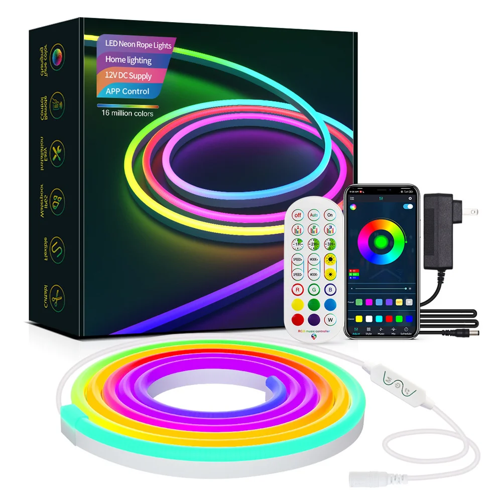 12V LED Strip Neon Lights 2/ Bluetooth/Remote Control  Neon Rope Light with Musi - £184.99 GBP