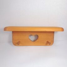 Wood heart cutout wall shelf trinket 2 pegs hooks display cottagecore st... - $25.00