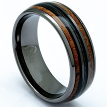 Tungsten, Whiskey Barrel, Guitar String Ring, 8mm Comfort Fit Wedding Band - £47.16 GBP
