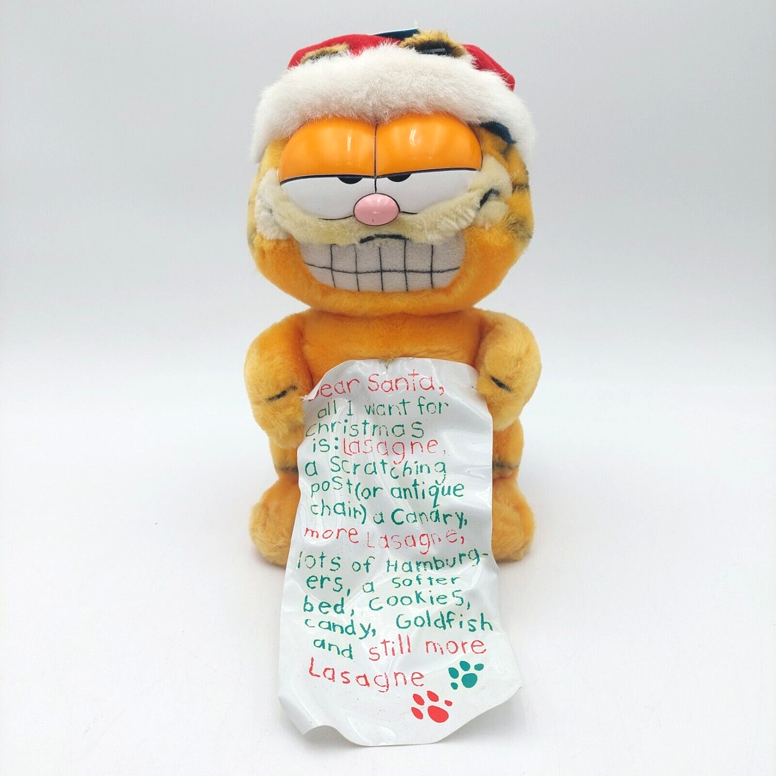 Primary image for Vtg Garfield Wish List Christmas 9" Plush Santa Hat 1981 Dakin Made in Korea