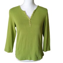 Chico&#39;s Green Long Sleeve Casual Top Size 1 - £10.93 GBP