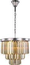 Pendant Light SYDNEY Traditional Antique 9-Light Polished Nickel Golden Teak - £899.82 GBP