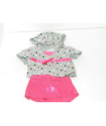 Build a Bear Workshop 2 Piece Outfit Pink Skirt &amp; Gray Hooded Shirt - £11.66 GBP