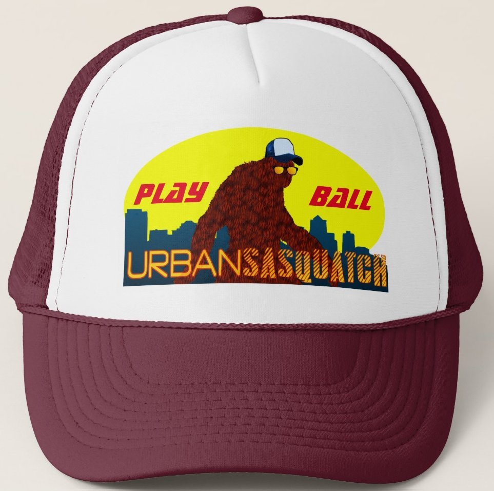 Urban Sasquatch PLAY BALLl Trucker Hat - Maroon (Wine)