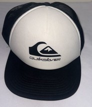 Quicksilver Mesh Trucker Snapback Hat- One Size Fits Most Vintage Black &amp; White - £12.45 GBP