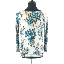 Time And Tru Maternity Top Blouse Size S 4-6 Stretch Snap Top Blue Flora... - £11.53 GBP