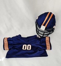 Build a Bear Blue Orange Football Outfit Uniform Helmet Jersey Shirt Paw... - $9.99
