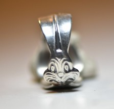 Spoon ring Rabbit Bunny Easter girls women sterling silver size 7.50 adj - £53.80 GBP