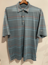 NIKE GOLF Medium Polo Shirt-Blue/Red Striped Dri-Fit Short Sleeve EUC - $24.75