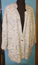 C Wonder Long Slv Knit Tweed Notch Collar Lined Blazer Jacket Blue Ivory Size... - £15.14 GBP