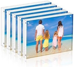 Acrylic Picture Frame 4x6 Clear Freestanding Double Sided 20mm Thickness Framele - £53.73 GBP