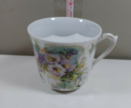 Antique Mustache Saver Coffee Cup Mug Floral Porcelain Vintage - £15.57 GBP