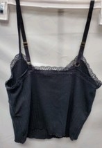 Women's  XS Lace Trim Cami Crop Tank Top - Wild Fable Black image 3