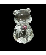 Fenton Art Glass Teddy Bear Birthstone October Pink Heart Birthday - $21.79 CAD