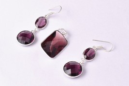 925 Sterling Silver Amethyst Gemstone Handmade Women Pendant Earrings Ca... - £38.45 GBP