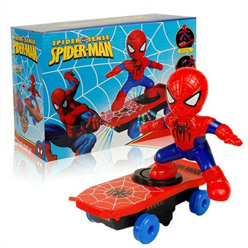 Marvel Spider-Man Electric Music Toy Stunt Scooters Automatic Flip Rotation - $18.23