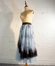 Dusty Blue Long Tulle Skirt Women Plus Size Fluffy Tulle Skirt image 7