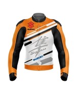 SUZUKI HAYABUSA ORANGE MOTORCYCLE - MOTORBIKE LEATHER RACING JACKET - $129.00