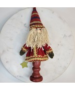 Four Star Primitive Santa Holding Star Plush 9&quot; Wood Pedestal Handmade 2006 - $20.32