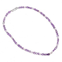 Natural Moonstone Amethyst Gemstone Mix Shape Smooth Beads Necklace 17&quot; UB-6271 - £8.68 GBP