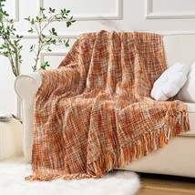 Battilo Home Orange Throw Blanket For Couch, Decorative Fall Blankets, 50&quot;X60&quot; - £33.66 GBP