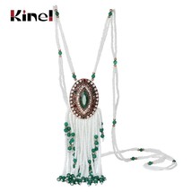 Hot Turkish Vintage Jewelry Green Crystal Bead Necklaces For Women Antique Gold  - £18.56 GBP
