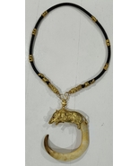 Small Round boar pig tooth dragon head silver cap "Lion brand" bracelet  pendan - $259.00