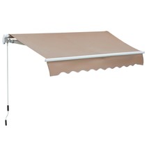 Outsunny 8x7 Manual Retractable Patio Deck Awning - Brown Sun Shade - $213.99