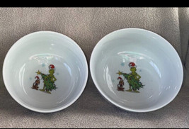 Dr. Seuss How The Grinch Stole Christmas &amp; Max Ceramic Soup Cereal Bowls... - £25.15 GBP