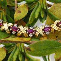 5Ct Marquise Simulated Red Ruby Bracelet Gold Plated 925 Silver  - £174.63 GBP