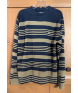 Ecko Unltd Sweater Mens Meduim Blue Tan Striped Rhino Casual Hip Hop Winter - $19.24