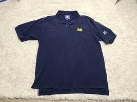 University Of Michigan Wolverines Block &quot;M&quot; Polo Shirt By STARTER XL Blu... - $8.95