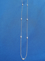 Earth mined Diamond Station Deco Necklace Hand made 14k White Gold Chain... - $1,610.25