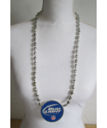 Vintage 17&quot; NFL &quot;Bud Light&quot; Disc, Silver Football Beads Mardi Gras Necklace - $11.88