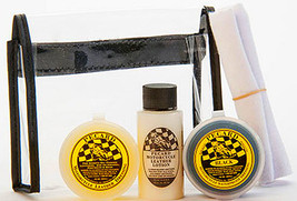 Motorcycle Mini Kit 3pack BLACK Leather dressing &amp; Lotion Shine Cloth PE... - $32.21