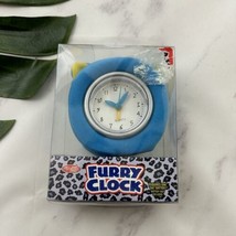 Vintage Y2k Fuzzy Desk Table Clock New Blue Dog Animal Ears Plush Cute Decor - £20.54 GBP