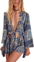 Boho V Neck Print Romper Playsuit  - £43.25 GBP