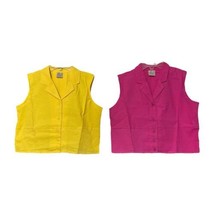 2 Chic-Changeables Womens Pink Yellow Button Sleeveless Crop Top Size Sm... - $14.84