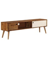 vidaXL Brown &amp; White Sheesham Wood TV Stand Medium Size Flat Screen Cabinet - $3,321.14 MXN