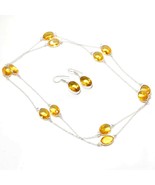 Citrine Topaz Oval Shape Handmade Ethnic Gifted Necklace Set Jewelry 36&quot;... - $9.09