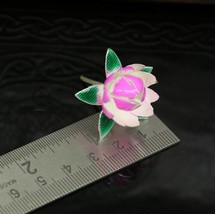 Solid sterling silver handmade small lotus flower puja god temple articl... - $51.47