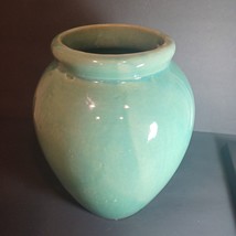 Large Nelson McCoy Aqua Green Drip Glaze 12&#39;&#39; tall Vase Oil Jar 1940s Stunning - £157.48 GBP