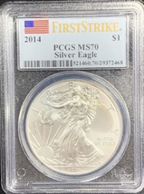 2014 American Silver Eagle- PCGS- MS70- First Strike- Flag Label - £176.99 GBP