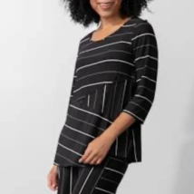 Habitat Black Striped Tunic Blouse Top Casual Elbow Sleeve Illusion Loos... - £28.25 GBP