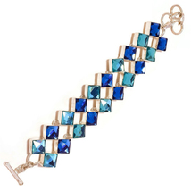 Blue &amp; Aqua Mystic Quartz Gemstone 925 Silver Handmade Statement Bracelet - $48.99