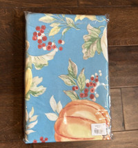 Benson Mills Pumpkin Fall Berries Tablecloth New 60”x84” Spillproof Floral - $34.98