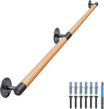 SELEWARE 50&quot; Wall Mount Wood Handrail Grab Bar for Indoor Stairs, Metal ... - $44.50